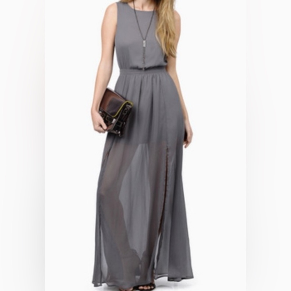 Tobi Gray Maxi Dress - Slits and Open Back - Size XS